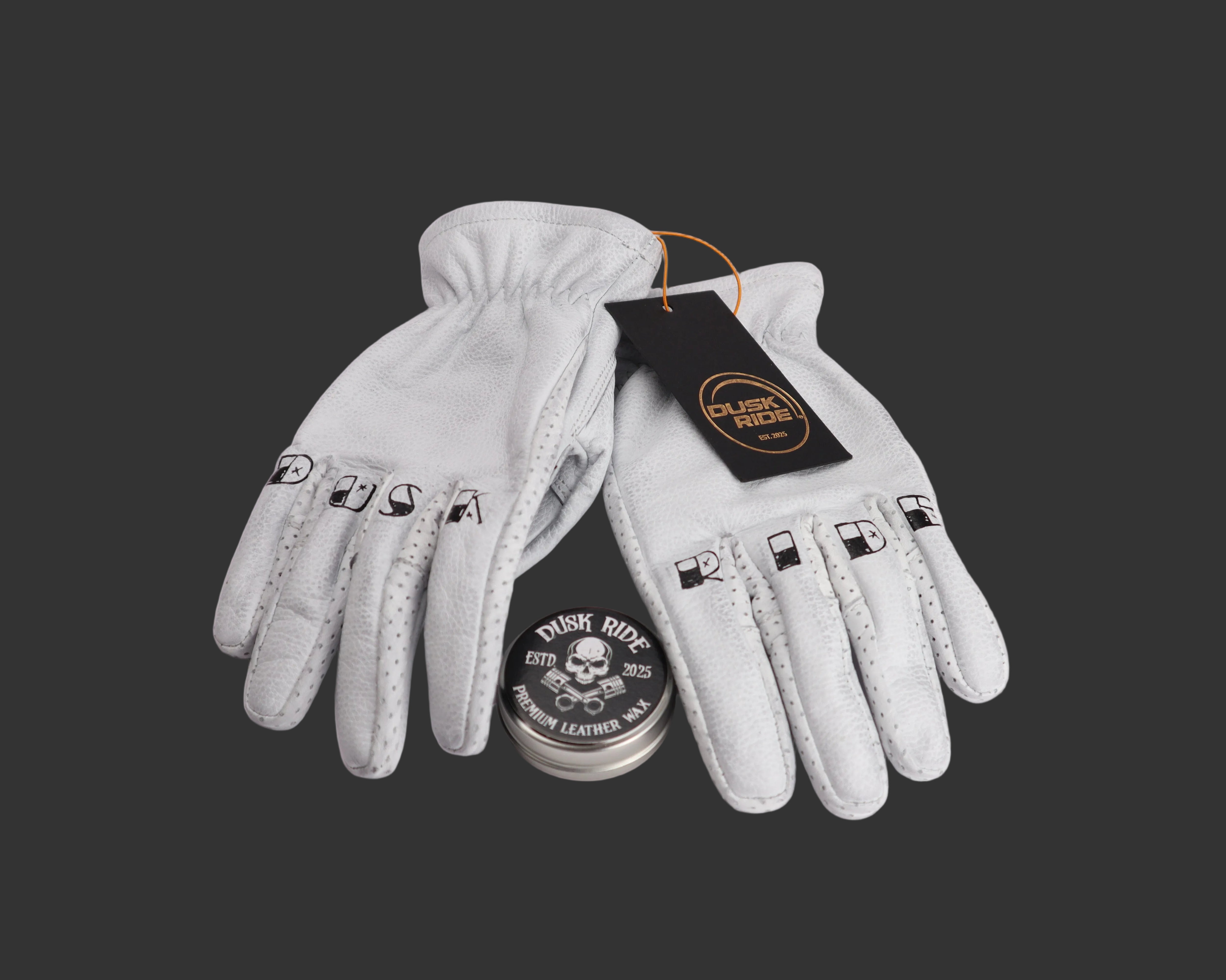 motorrad handschuhe weiß DUSKRIDE Premium Lederhandschuhe – Weiß inkl. Wax – Dusk Ride