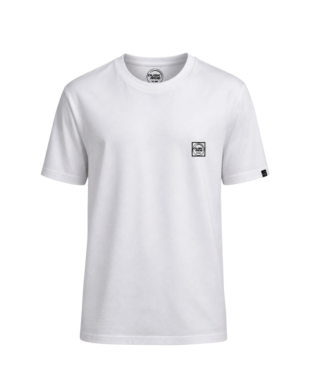 Dusk Ride Premium T-Shirt Bonnie in Weiß aus 100% Baumwolle mit kleinem Brustlogo und Rundhalsausschnitt