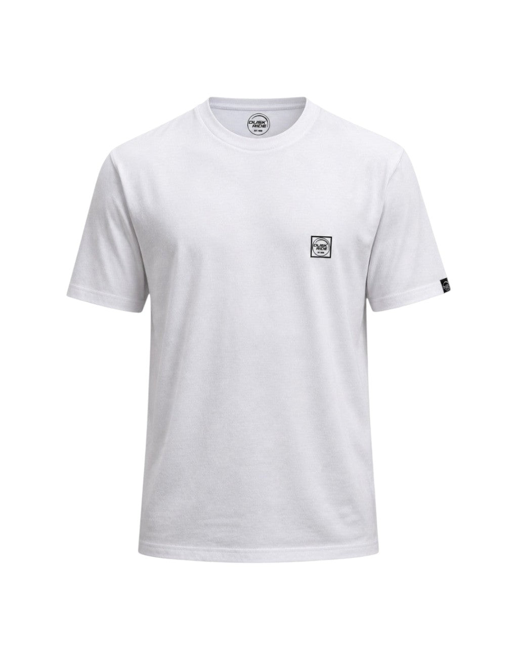 Weißes Dusk Ride Premium T-Shirt aus 100% Baumwolle mit kleinem Logo-Print auf der Brust