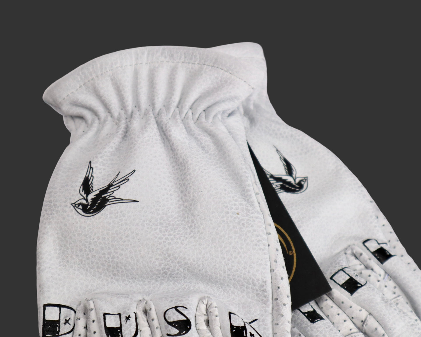 DUSK RIDE Premium Leder Motorradhandschuh weiß "Bird" incl. Wax