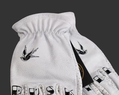 DUSK RIDE Premium Leder Motorradhandschuh weiß "Bird" incl. Wax