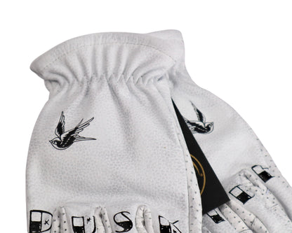 DUSK RIDE Premium Leder Motorradhandschuh weiß "Bird" incl. Wax