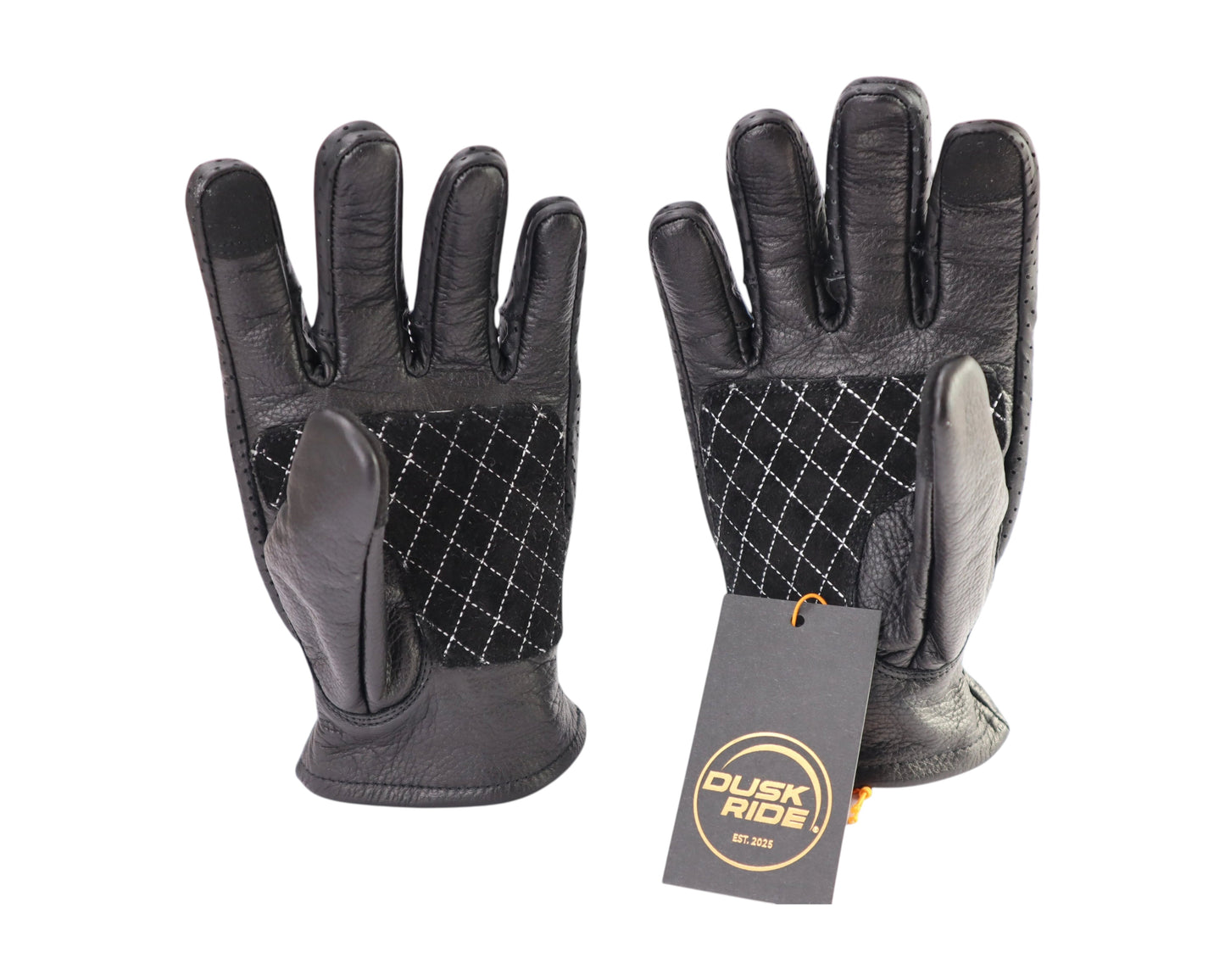 DUSK RIDE Premium Leder Motorrad Handschuhe – schwarz inkl. Wax