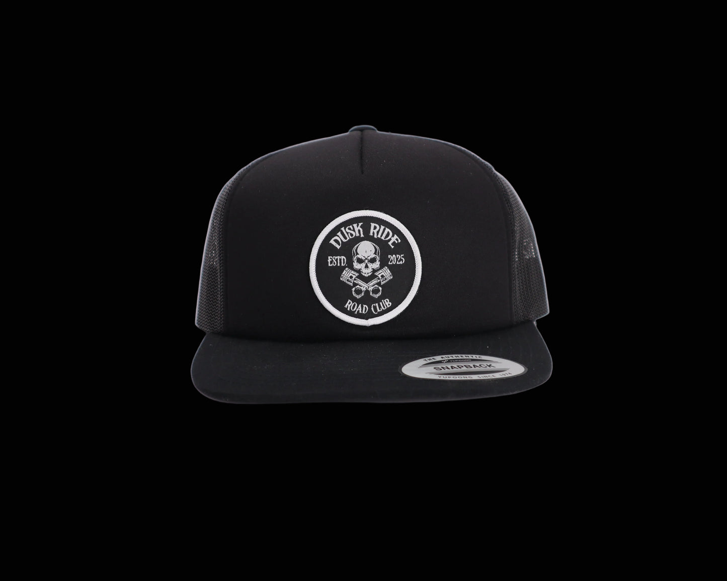 Dusk Ride Original Snap Back Trucker Cap "Skull Pistons"