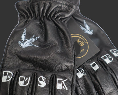 DUSK RIDE Premium Leder Motorrad Handschuh schwarz "Bird" incl. Wax
