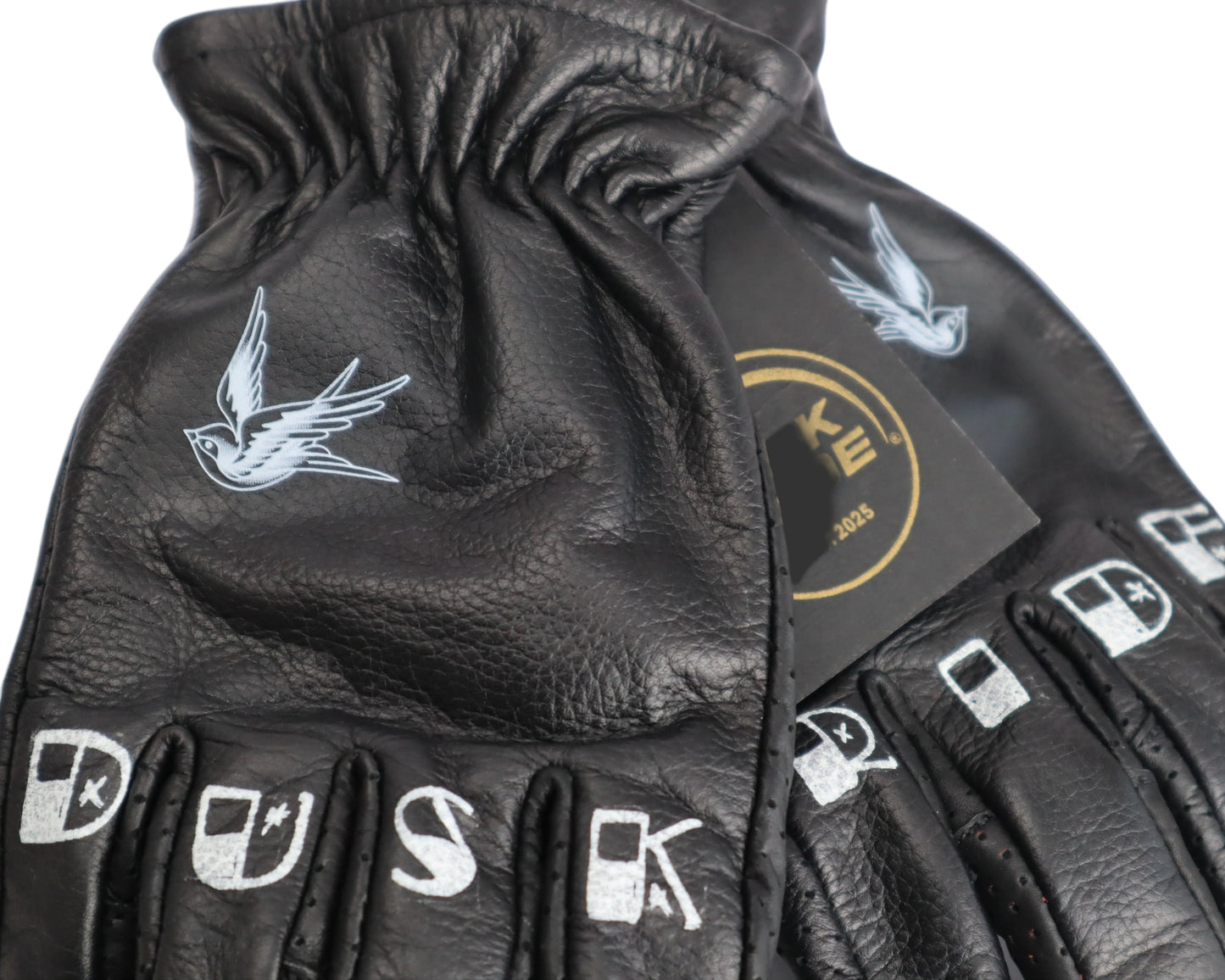 DUSK RIDE Premium Leder Motorrad Handschuhe – schwarz "Bird" inkl. Wax