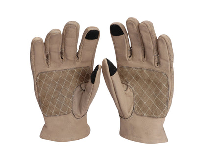 Dusk Ride beige Premium Rindsleder Motorradhandschuhe mit gesteppter Handfläche und perforierten Details