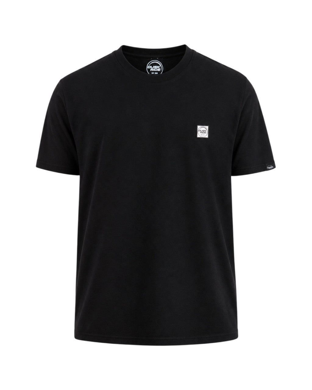Schwarzes Dusk Ride Premium T-Shirt aus 100% Baumwolle mit kleinem Logo-Patch auf der Brust