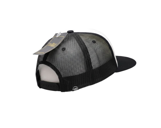 Dusk Ride Trucker Cap Pistons mit schwarzem Netzrücken und verstellbarem Snapback-Verschluss in der Rückansicht