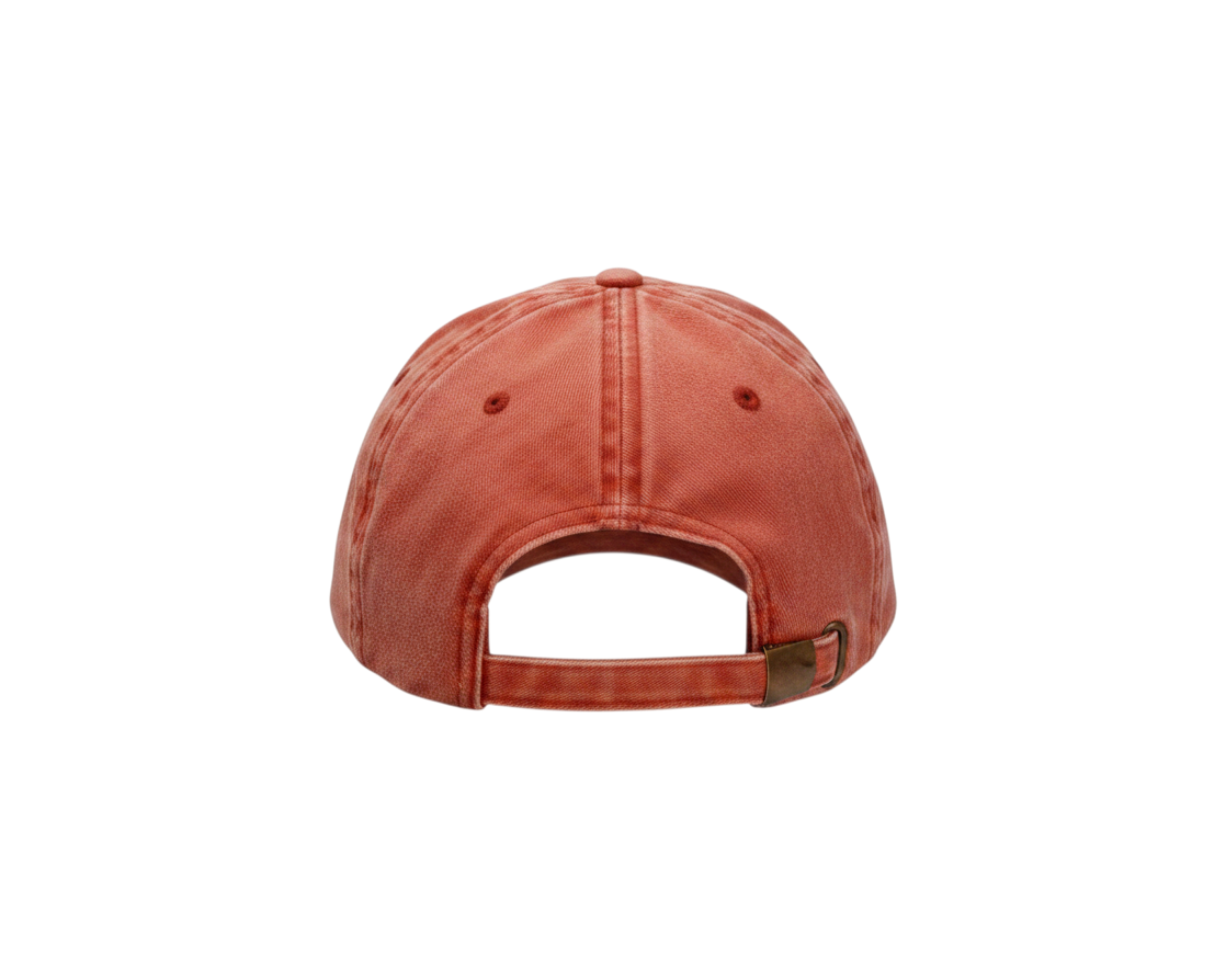 Dusk Ride Vintage Basecap in verwaschenem Rot aus Baumwolle mit verstellbarem Metallverschluss, Rückansicht