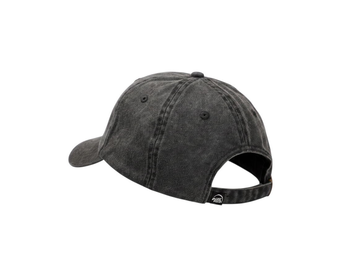 Dusk Ride Vintage Cap in verwaschenem Schwarz aus 100% Baumwolle, Rückansicht mit verstellbarem Verschluss