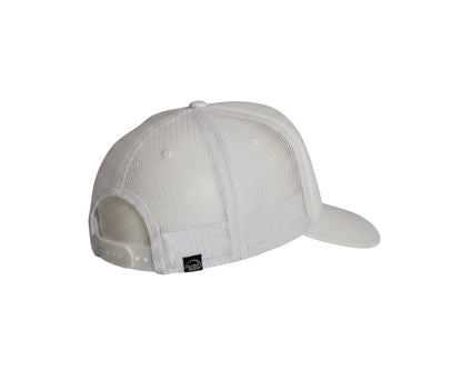 Dusk Ride Trucker Cap in Weiß mit Netzrückseite und verstellbarem Snapback-Verschluss, Rückansicht