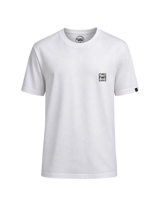 Dusk Ride Premium T-Shirt Bonnie in Weiß aus 100% Baumwolle mit kleinem Brustlogo und Rundhalsausschnitt