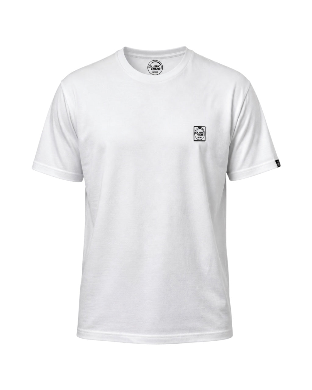 Weißes Dusk Ride Premium T-Shirt aus 100% Baumwolle mit kleinem Logo-Print auf der Brust