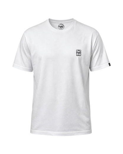 Weißes Dusk Ride Premium T-Shirt aus 100% Baumwolle mit kleinem Logo-Print auf der Brust