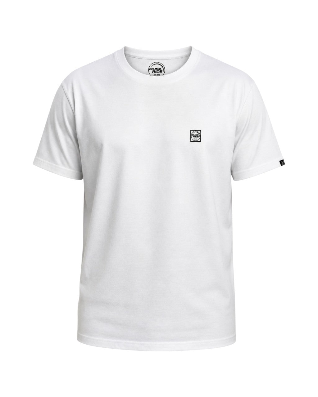 Weißes Dusk Ride Premium T-Shirt aus 100% Baumwolle mit kleinem Logo-Print auf der Brust