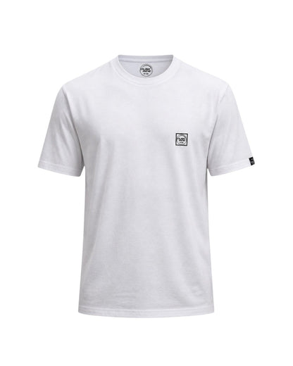 Weißes Dusk Ride Premium T-Shirt aus 100% Baumwolle mit kleinem Logo-Print auf der Brust