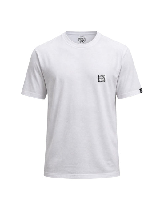 Weißes Dusk Ride Premium T-Shirt aus 100% Baumwolle mit kleinem Logo-Print auf der Brust