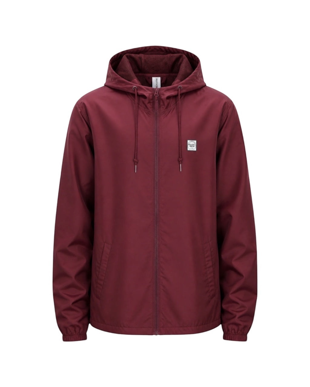 Dusk Ride Windbreaker in Dunkelrot mit Kapuze, Innennetz und verstellbarem Bund