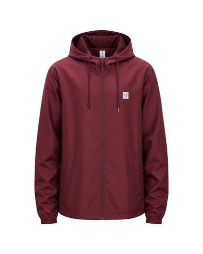 Dusk Ride Windbreaker in Dunkelrot mit Kapuze, Innennetz und verstellbarem Bund